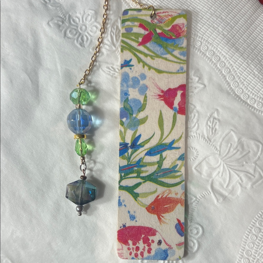 Floral Bookmark with Beaded Chain